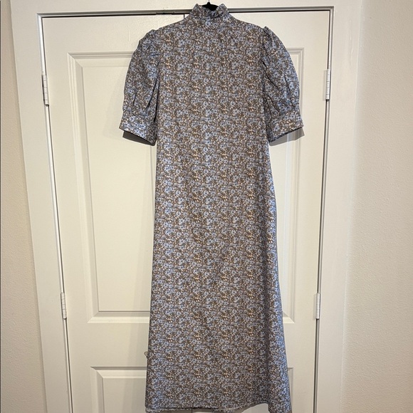 Tuckernuck Hyacinth House Louisa Maxi Dress dusty blue & brow - Picture 7 of 7